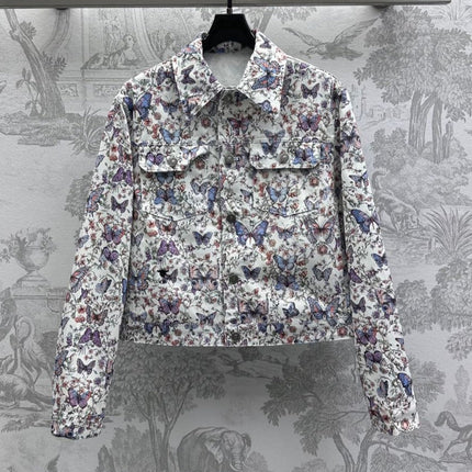 CD Jacket White Cotton Denim with Multicolor