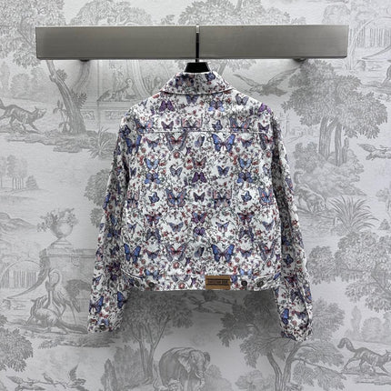 CD Jacket White Cotton Denim with Multicolor
