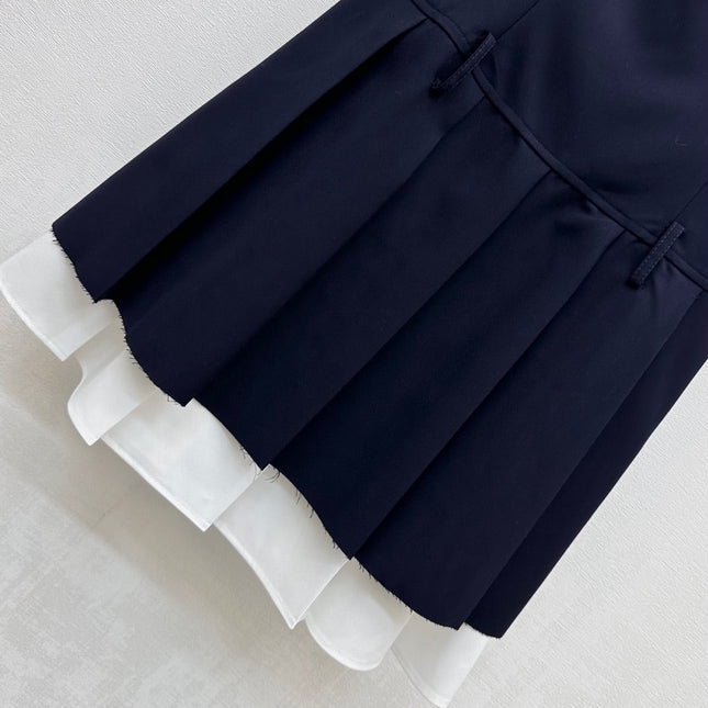 MIU 25S PLEATED VEST DRESS IN ACETATE 264603