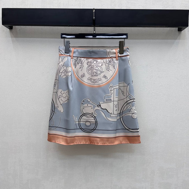 HERMES 26S SILK MIDI SKIRT 586