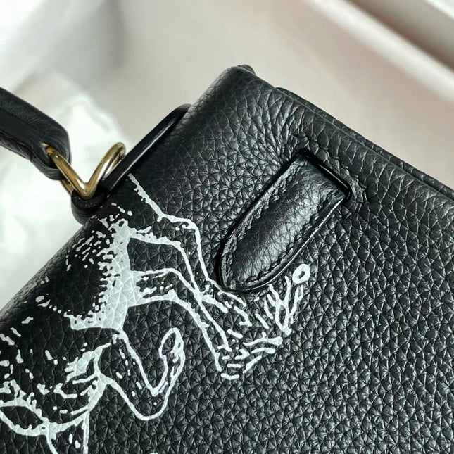 BIRKIN 25 BAG IN BLACK CALFSKIN WITH WHITE STICKER