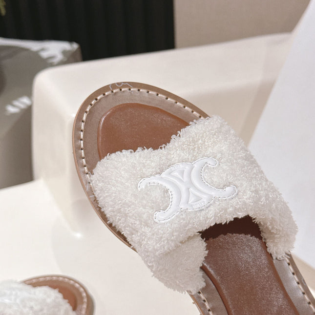 CELINE 25S LYMPIA TWISTED SANDAL IN WHITE SPONGE FABRIC