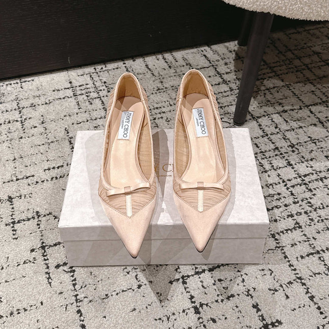JIMMY CHOO 26S POINTED-TOE HIGH HEELS 65 MM IN LIGHT NUDE PINK FABRIC