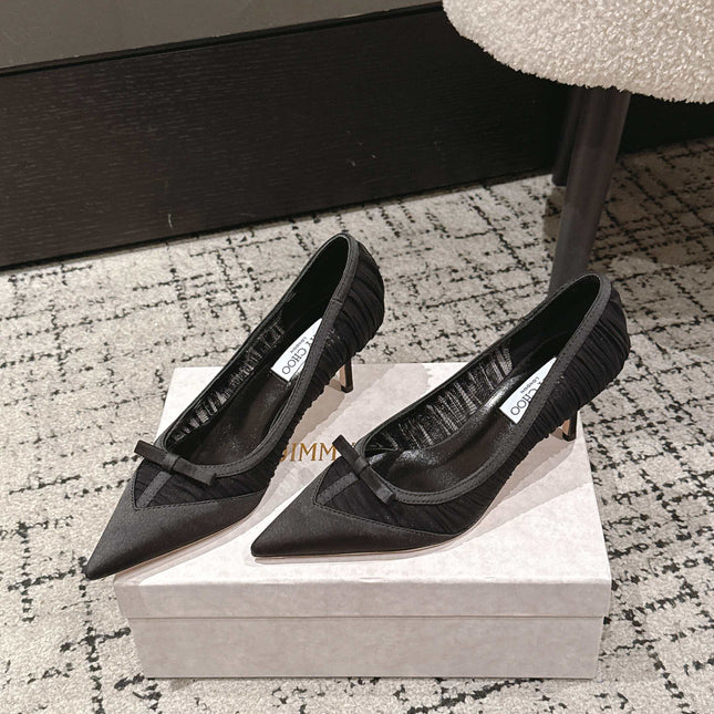 JIMMY CHOO 26S POINTED-TOE HIGH HEELS 65 MM IN BLACK FABRIC