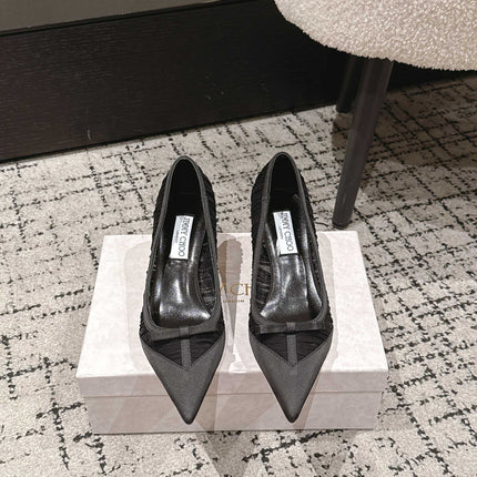 JIMMY CHOO 26S POINTED-TOE HIGH HEELS 65 MM IN BLACK FABRIC