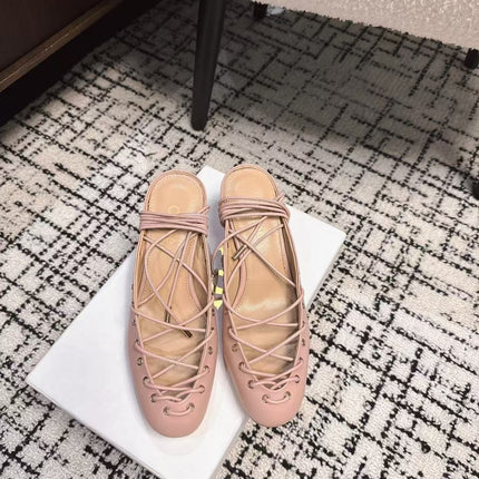 CHLOÉ 26S LACE-UP HEELS 60 MM IN NUDE PINK CALFSKIN