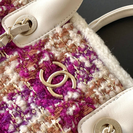 CHANEL 25S SHOPPING BAG 34 IN DARK PINK MIX WHITE TWEED