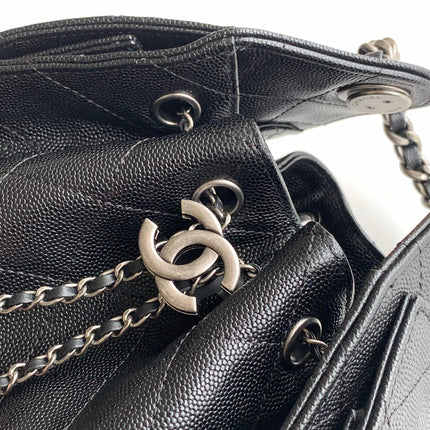 CHANEL 25S HOBO BAG 22 IN BLACK CAVIAR LEATHER STYLE 1