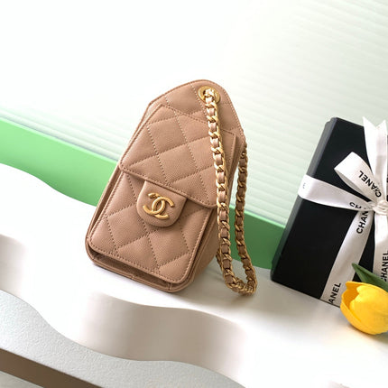 CHANEL 25S HOBO BAG 22 IN BEIGE BROWN CAVIAR LEATHER WITH GOLD HARDWARE