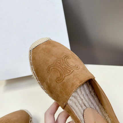 LOAFER IN PEANUT BROWN SUEDE AND WOVEN RAFFIA