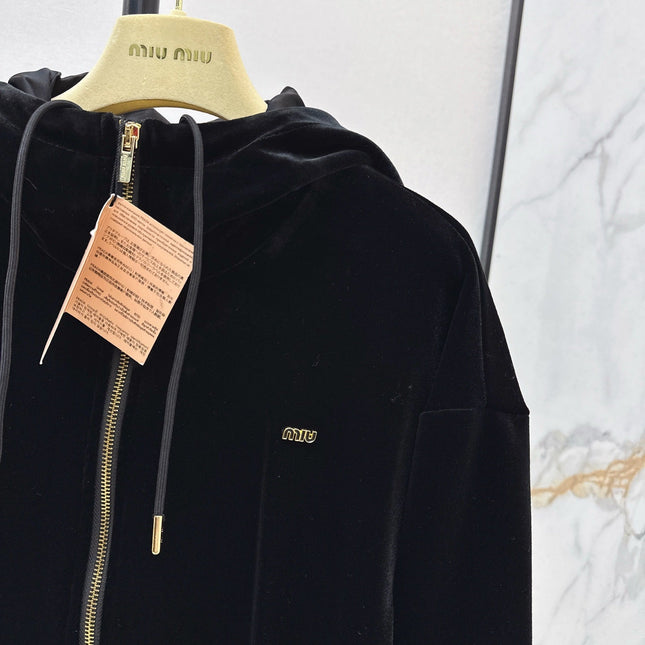 MIUMIU 26S HOODED VELVET JACKET 951