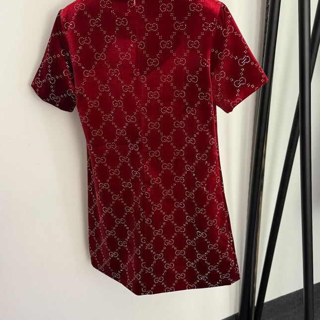 GUCCI 26S RHINESTONE VELVET DRESS 183