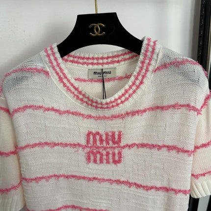 MIUMIU 26S SHORT SLEEVE KNIT TOP 1020