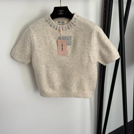 MIUMIU 26S SHORT SLEEVE KNIT TOP 1009