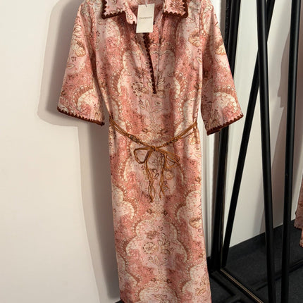ZIMMERMANN 26S SHORT-SLEEVE WAIST-CINCHED DRESS STYLE 92