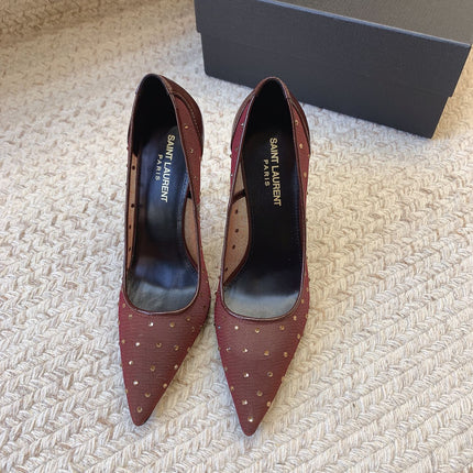 NORMA PUMPS IN CHESTNUT MESH ATTACHED CRYSTALS