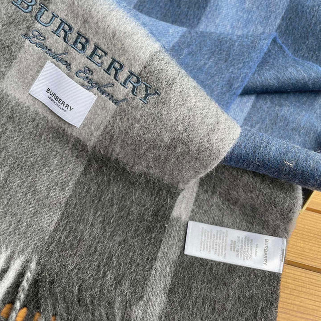 SCARF 180 CM IN NAVY BLUE MIX BLACK CASHMERE 394744