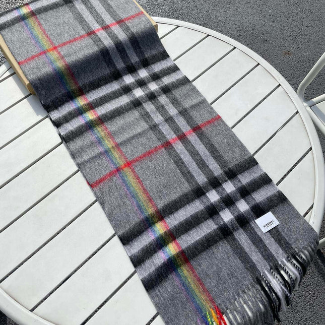 CHECK SCARF 200 CM IN GRAY GRAPHITE MIX BLACK 394752
