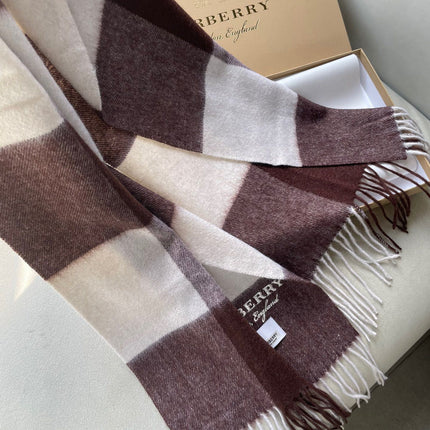 SCARF 180 CM IN CHESTNUT BROWN MIX WHITE CASHMERE 402221