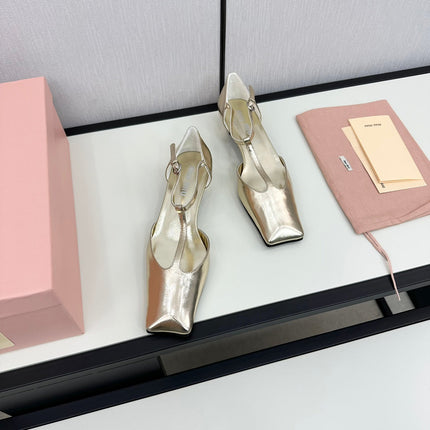 BALLET SANDAL METALLIC GOLD LAMBSKIN WITH T-STRAP