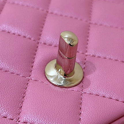 CHANEL 25S FLAP BAG 20 CM IN PINK LAMBSKIN WITH GOLD HARDWARE
