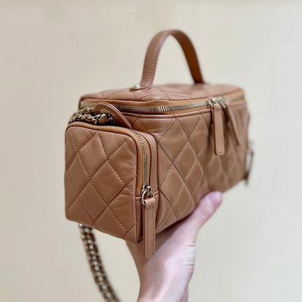 CHANEL 25S VANITY CASE 23 IN BROWN LAMBSKIN