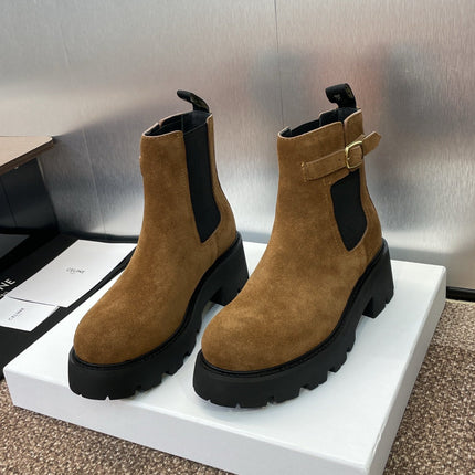 CELINE 26S ANKLE BOOTS 45 MM IN BROWN SUEDE