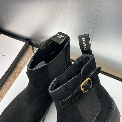 CELINE 26S ANKLE BOOTS 45 MM IN BLACK SUEDE