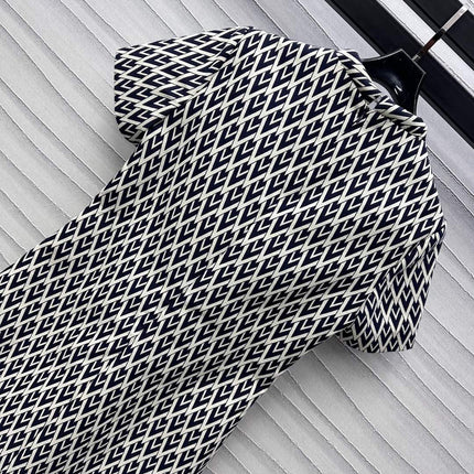 Valentino Black White Short Dress In Toute La V Jacquard
