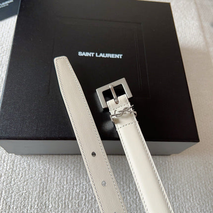 YSL 25S BELT 20 MM IN CREAM WHITE CALFSKIN 571016