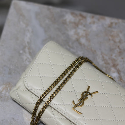 YSL 25S SAINT LAURENT GABY 19 IN BLANC VINTAGE QUILTED CALFSKIN GOLD HARDWARE