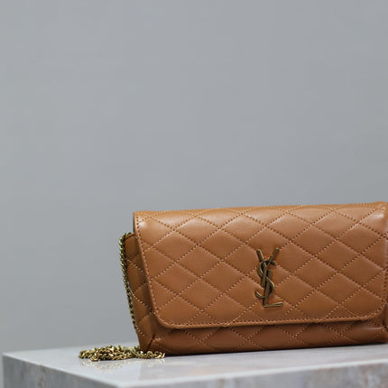 YSL 25S SAINT LAURENT GABY 19 IN FOX QUILTED CALFSKIN GOLD HARDWARE