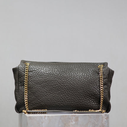 YSL 25S CALYPSO BAG 38 IN ARMY GREEN GRAINED LAMBSKIN GOLD HARDWARE