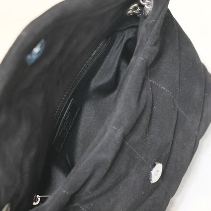 PUFFER SMALL 29 IN BLACK SUEDE SILVER HARDWARE