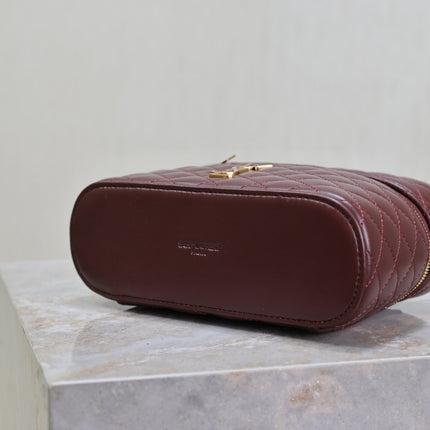GABY MINI VANITY 18 IN AUBURN RED LAMBSKIN GOLD HARDWARE