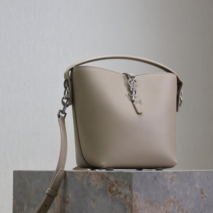 YSL 25S LE 37 BAG 20 IN DUSTY GRAY CALFSKIN SILVER HARDWARE