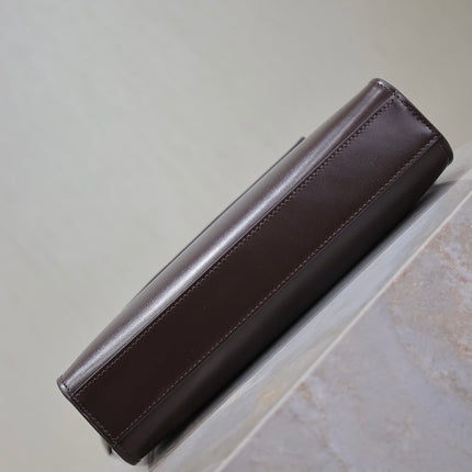 YSL 25S MANHATTAN SMALL 24 IN ROUGE CABERNET CALFSKIN GOLD HARDWARE