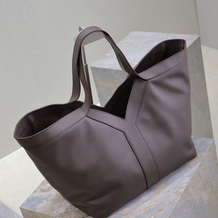 YSL 25S Y TOTE 50 IN PURPLE BROWN CALFSKIN GOLD HARDWARE