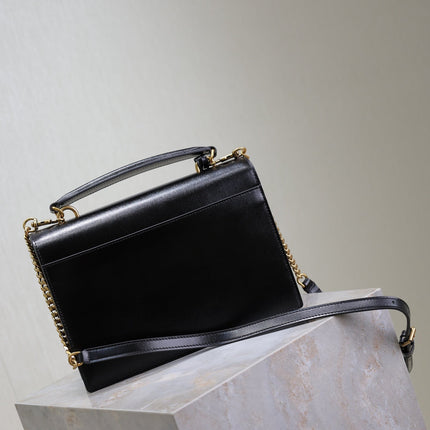 YSL 25S SUNSET MM 25 IN BLACK CALFSKIN GOLD HARDWARE