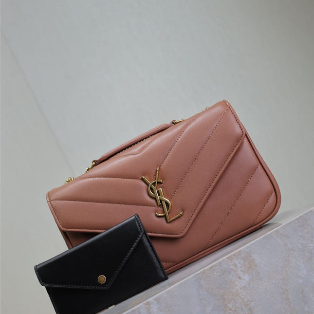 LOULOU SMALL 24 IN SALMON PINK SHEEPSKIN GOLD HARDWARE