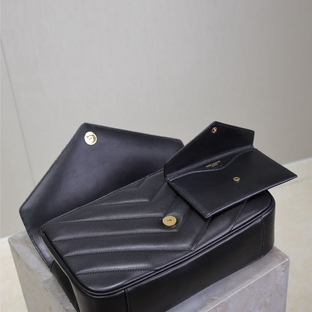 LOULOU MEDIUM 29 IN BLACK SHEEPSKIN GOLD HARDWARE