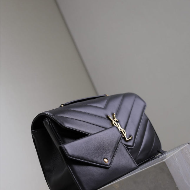 LOULOU MEDIUM 29 IN BLACK SHEEPSKIN GOLD HARDWARE