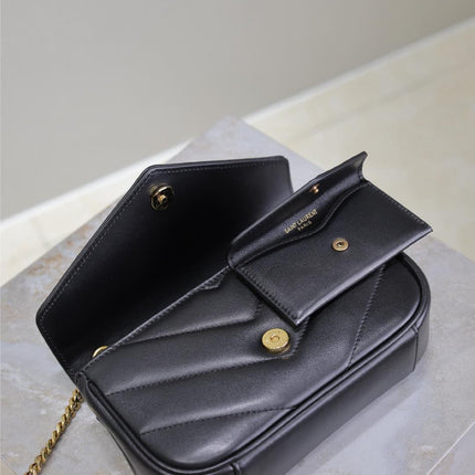 LOULOU MINI 20 IN BLACK SHEEPSKIN GOLD HARDWARE