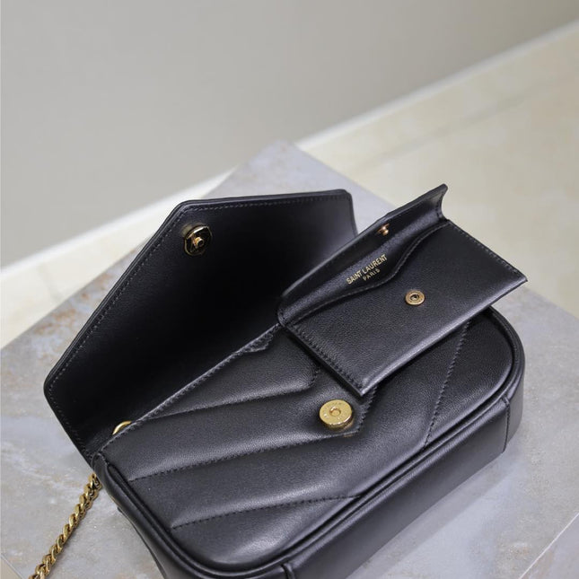 LOULOU MINI 20 IN BLACK SHEEPSKIN GOLD HARDWARE