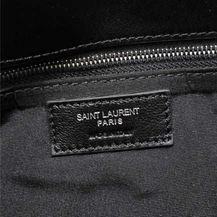 YSL 25S LOULOU PUFFER GM 35 IN BLACK CALFSKIN SILVER HARDWARE