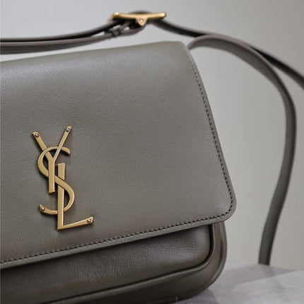 YSL 25S NIKI BABY 22 IN DARK OLIVE BROWN CALFSKIN GOLD HARDWARE