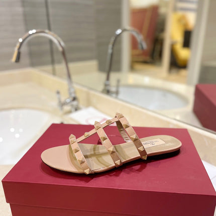 VALENTINO 26S ROCKSTUD CAGED SANDALS IN NUDE CALFSKIN