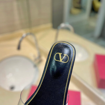 VALENTINO 26S FLAT SLIDES IN BLACK LAMBSKIN WITH CRYSTAL STYLE 2