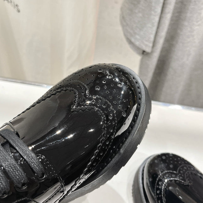 PRA BRUSHED LEATHER DERBY SHOES GLOSSY BLACK