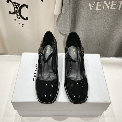MEDIUM - HEEL MARY JANE SHOES IN BLACK GLOSSY CALFSKIN